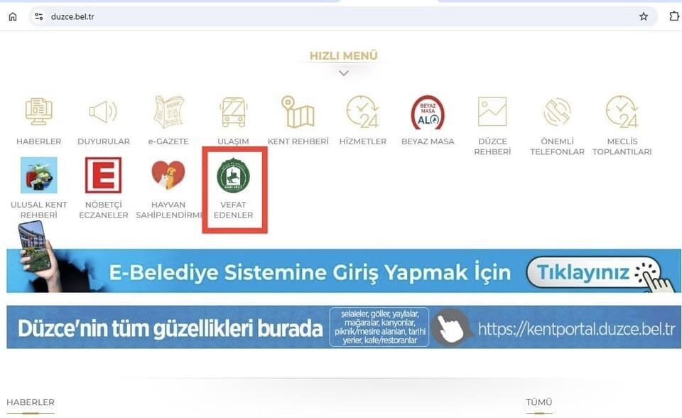 Düzce Belediyesi, vatandaşların vefat