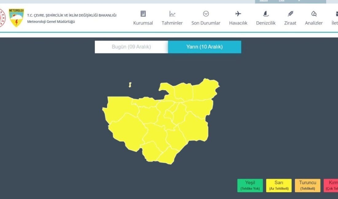 Meteoroloji Genel Müdürlüğü yarın