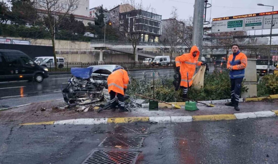 Şişli’de sürücüsünün kontrolünden çıkan