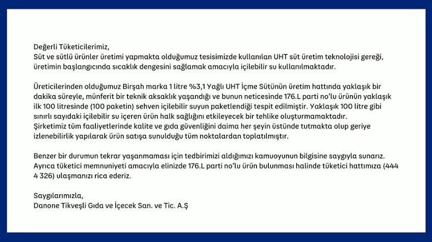 Danone firmasının ürettiği Birşah